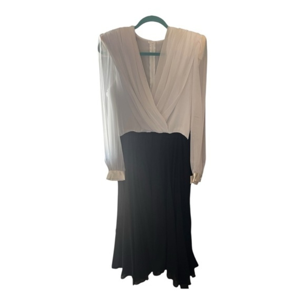 After Dark Black and White Long Sleeve Dress